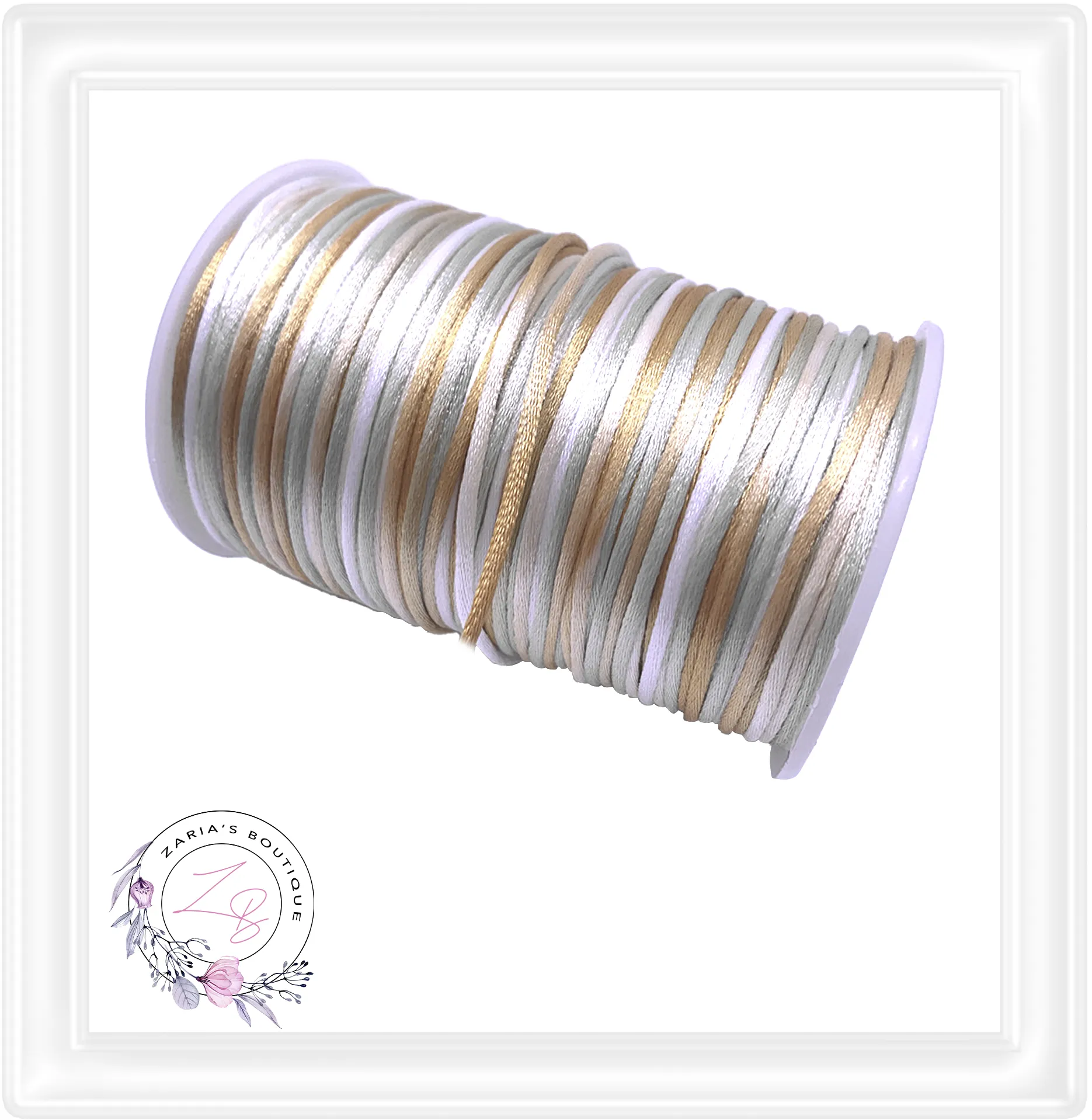 ⋅ Silky Satin Cord ⋅ Ombre Gold - Green ⋅ 2.0mm ⋅ 5 yards ⋅