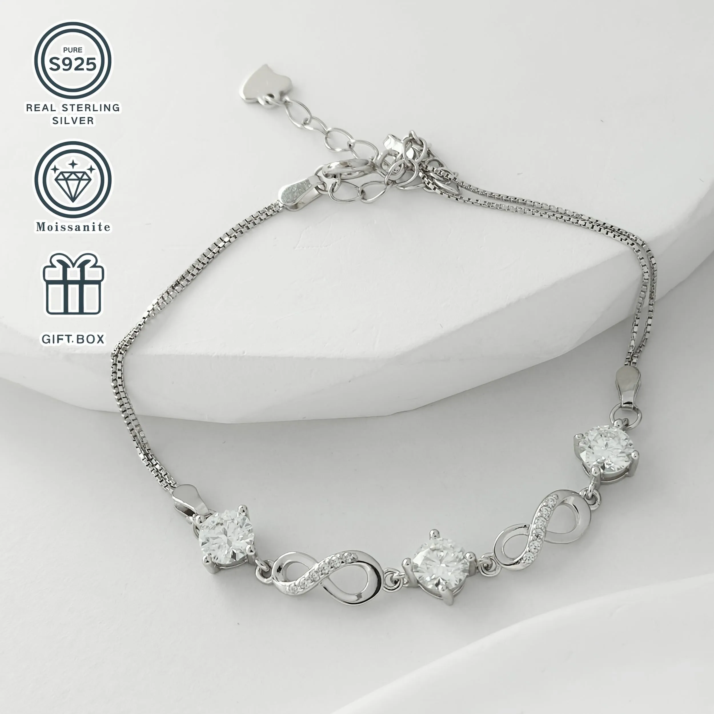 0.5CT Moissanite Heart Bracelet Set - Stylish Casual Gift
