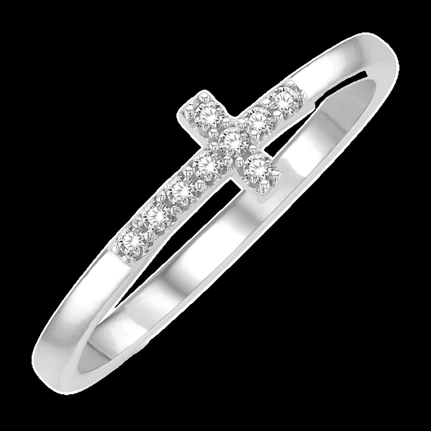 10K 0.04ct Diamond Cross Ring