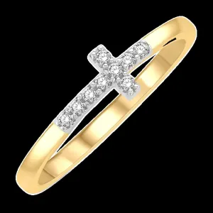 10K 0.04ct Diamond Cross Ring