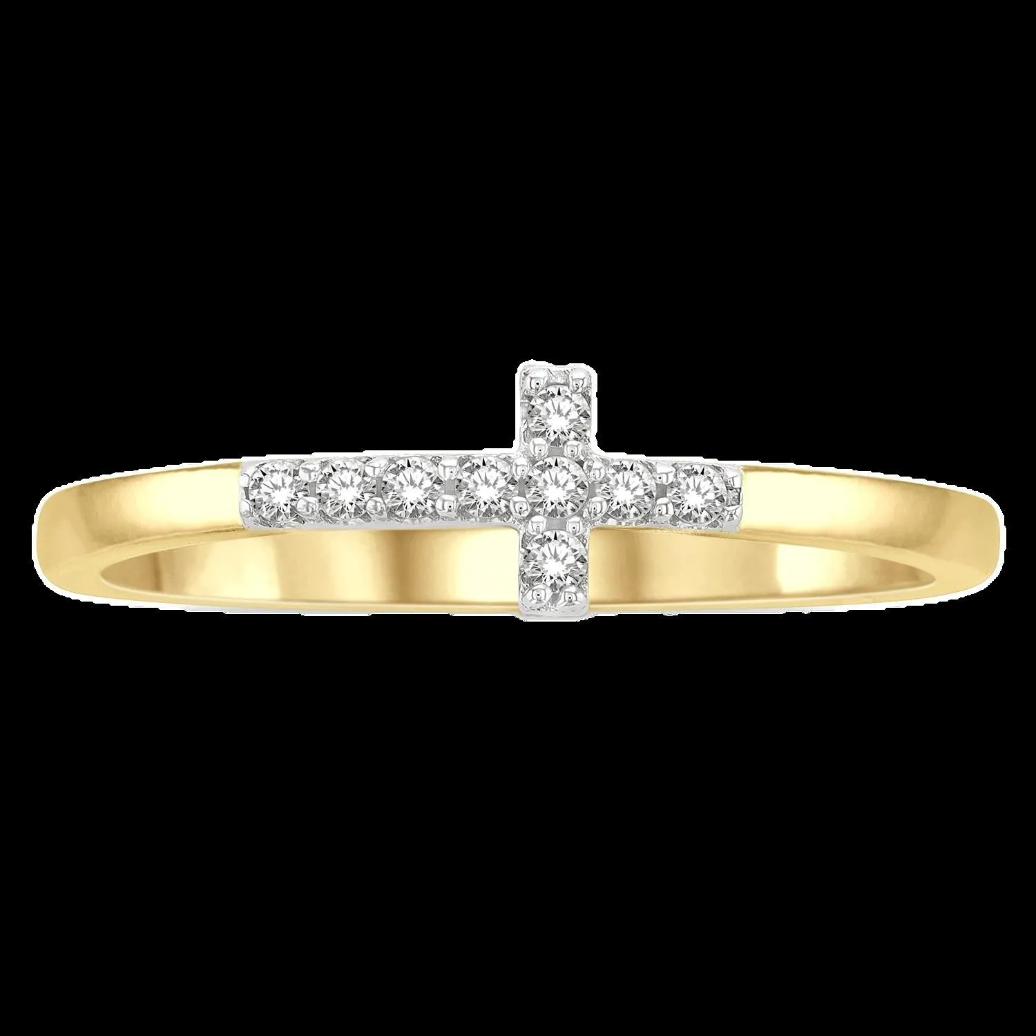 10K 0.04ct Diamond Cross Ring