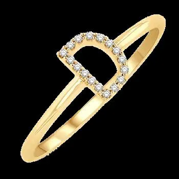 10k .05ct-Diamond "D" Ring Size-7