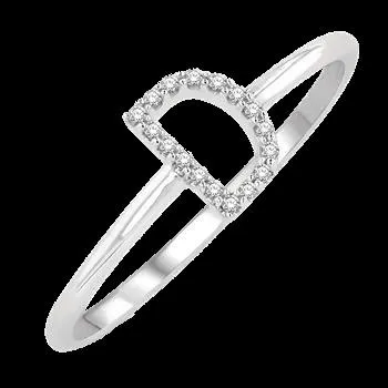 10k .05ct-Diamond "D" Ring Size-7