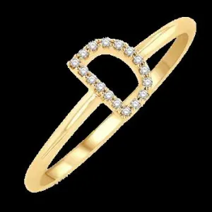 10k .05ct-Diamond "D" Ring Size-7