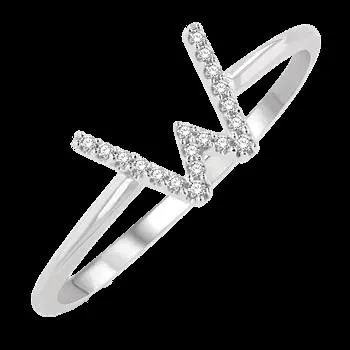 10k .05ct-Diamond "W" Ring Size-7
