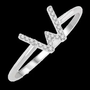 10k .05ct-Diamond "W" Ring Size-7