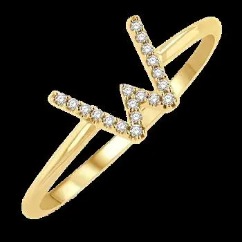 10k .05ct-Diamond "W" Ring Size-7