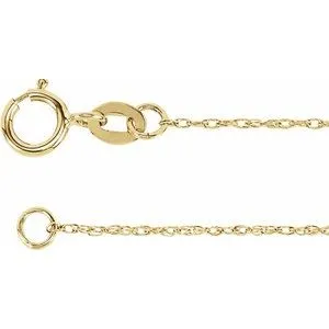 10K Yellow 1 mm Solid Rope 24" Chain