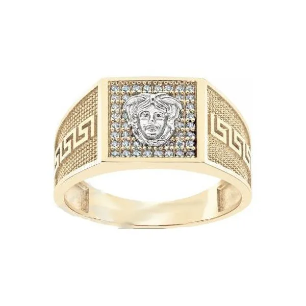 10K Yellow Gold Designer Style Pavee CZ Mens Ring