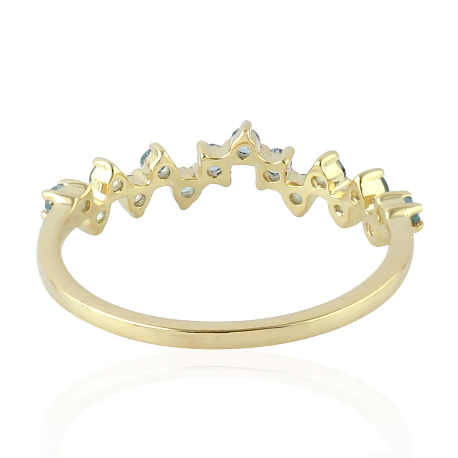 10K Yellow Gold Prong Cut Blue Topaz Gemstone Designer Ring