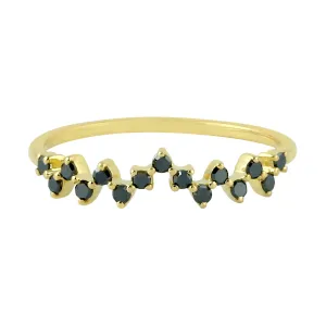 10K Yellow Gold Prong Set Black Diamond Designer Ring Jewelry