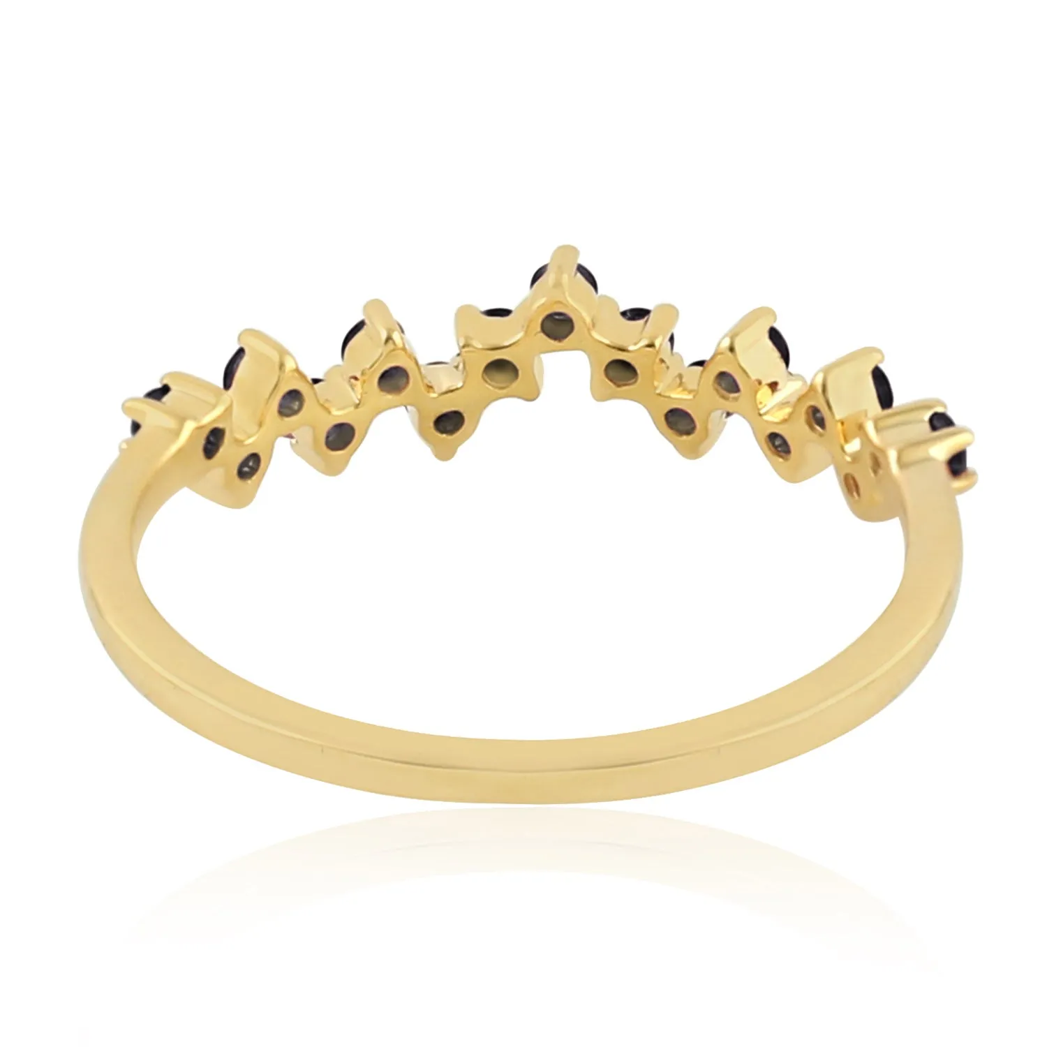 10K Yellow Gold Prong Set Black Diamond Designer Ring