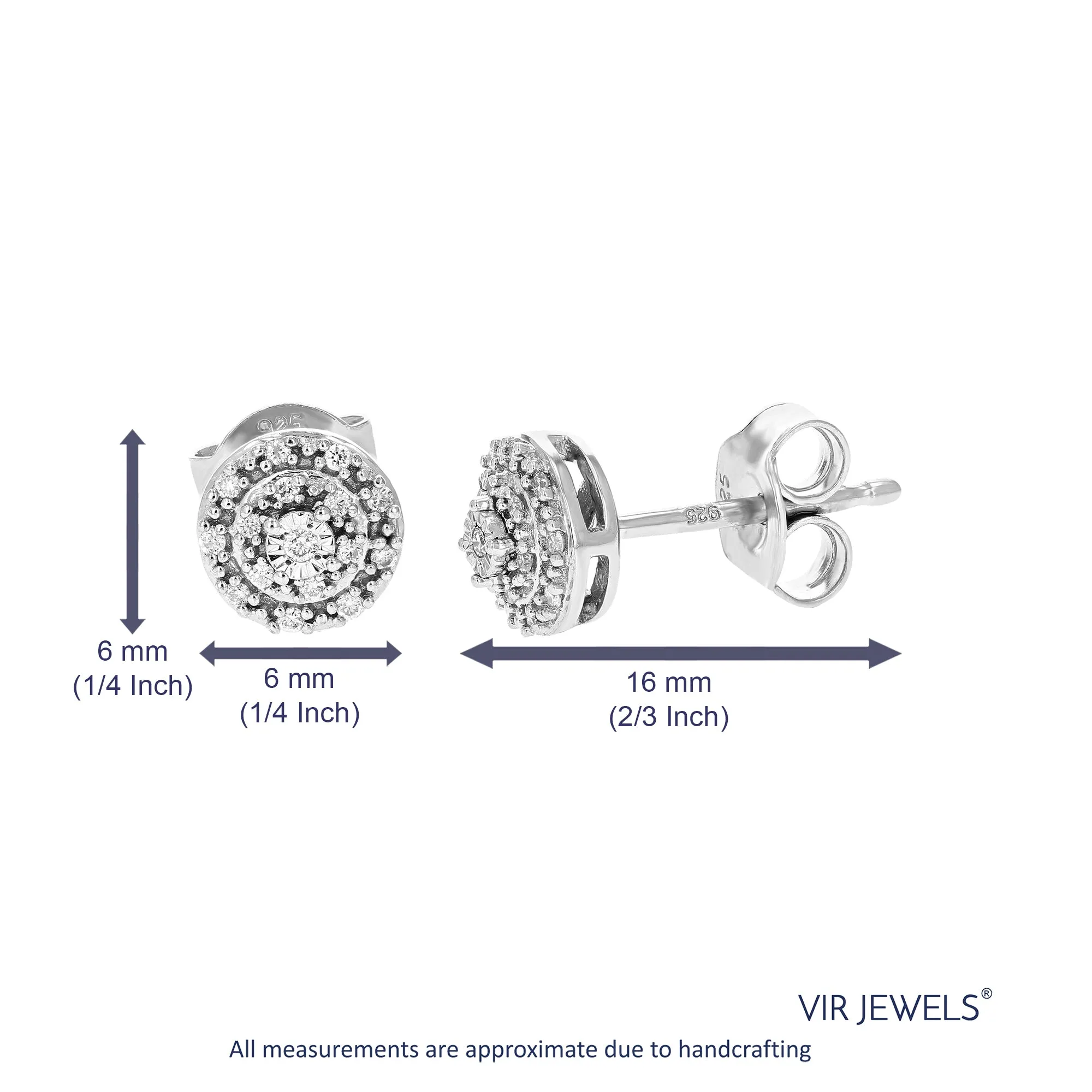 1/10 cttw Diamond Composite Stud Earrings in Sterling Silver