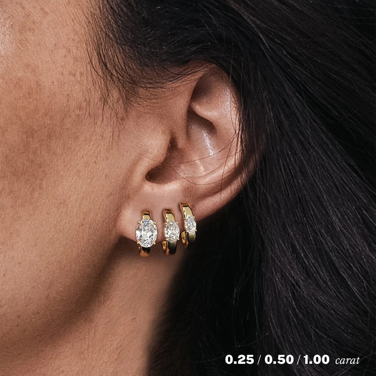 1/2 carat Oval Diamond Hoop Earrings