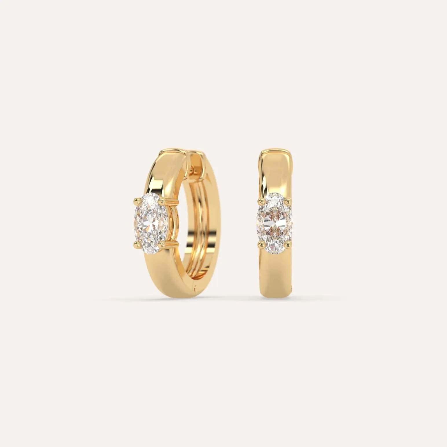 1/2 carat Oval Diamond Hoop Earrings