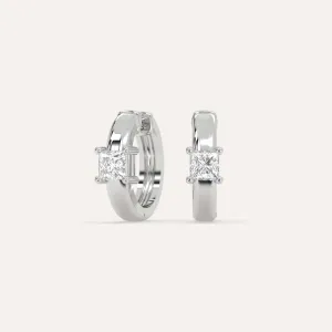 1/2 carat Princess Diamond Hoop Earrings