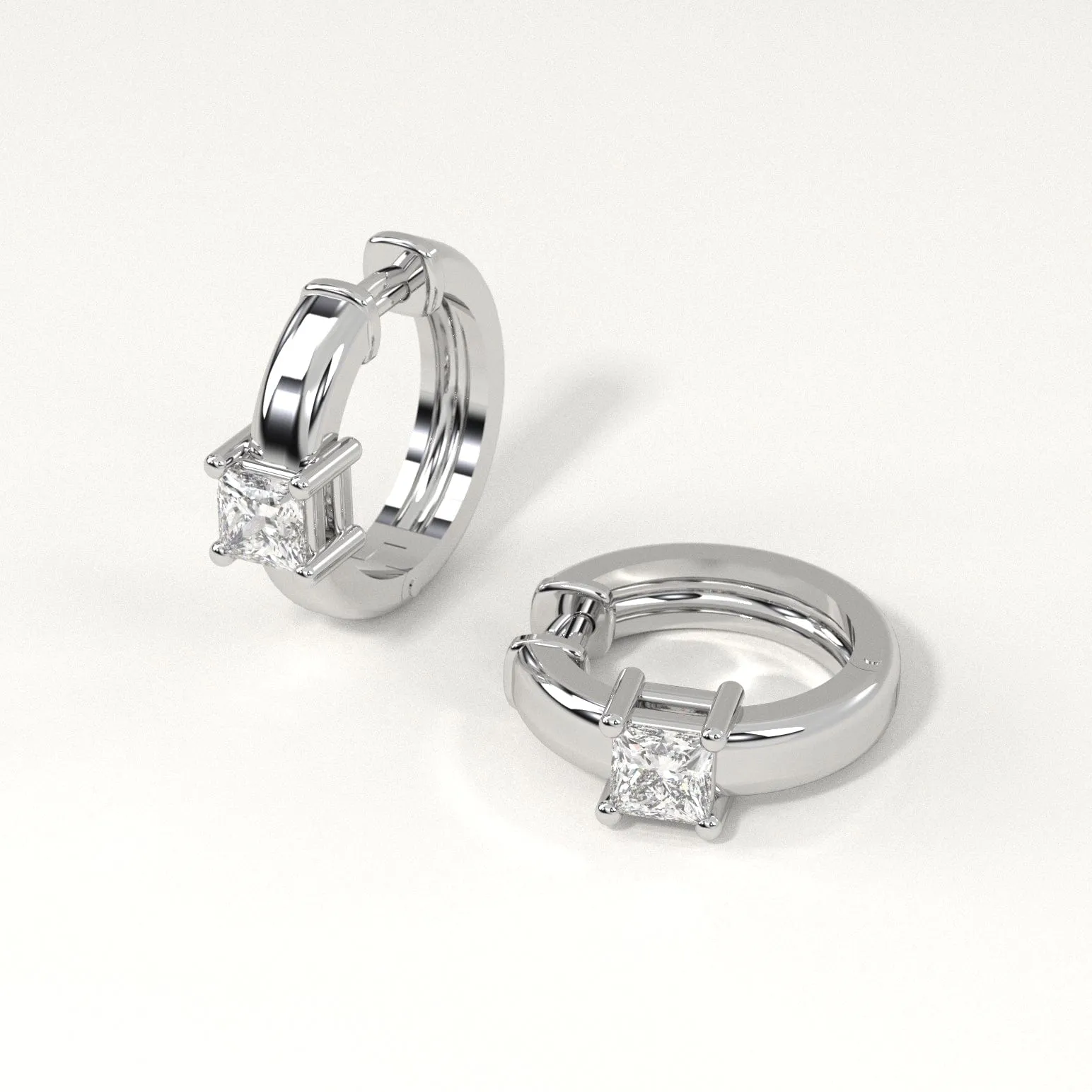 1/2 carat Princess Diamond Hoop Earrings