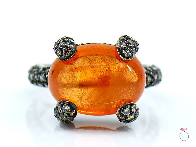 12.55 ct. Fire Opal & Pave' Diamond Designer Ring in 18K Gold By Assor Gioielli