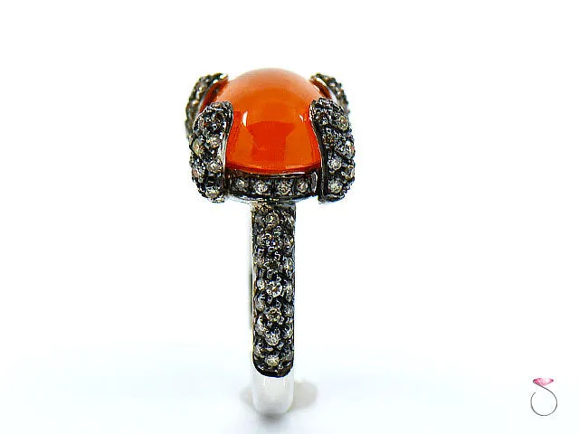 12.55 ct. Fire Opal & Pave' Diamond Designer Ring in 18K Gold By Assor Gioielli