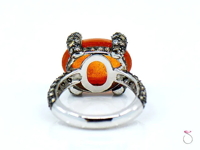 12.55 ct. Fire Opal & Pave' Diamond Designer Ring in 18K Gold By Assor Gioielli