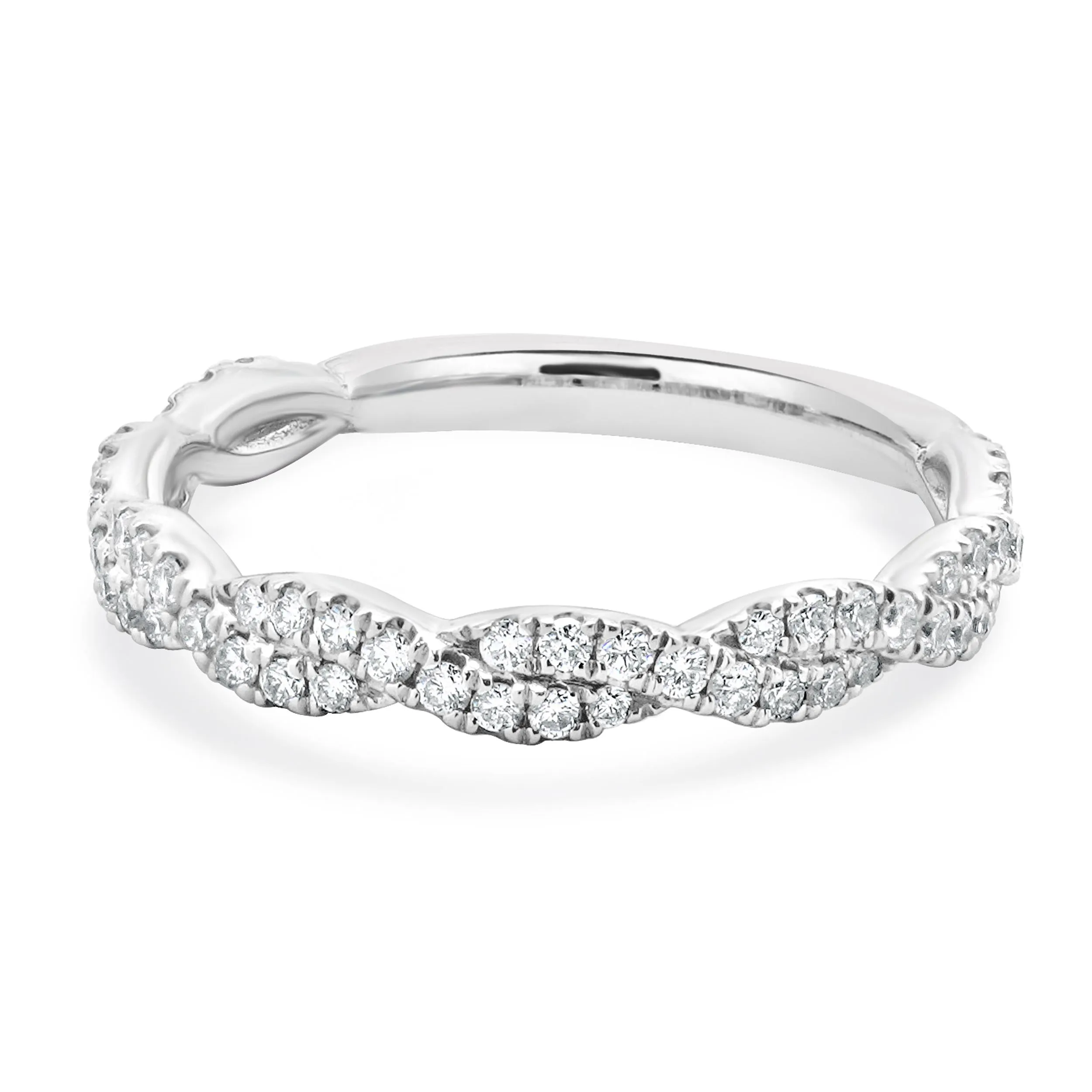 14 Karat White Gold Diamond Braided Band