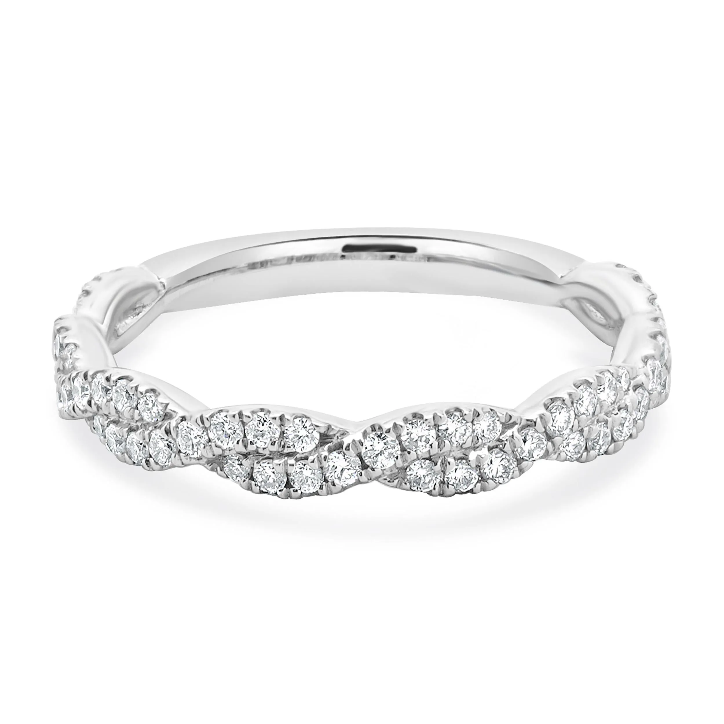 14 Karat White Gold Diamond Braided Band