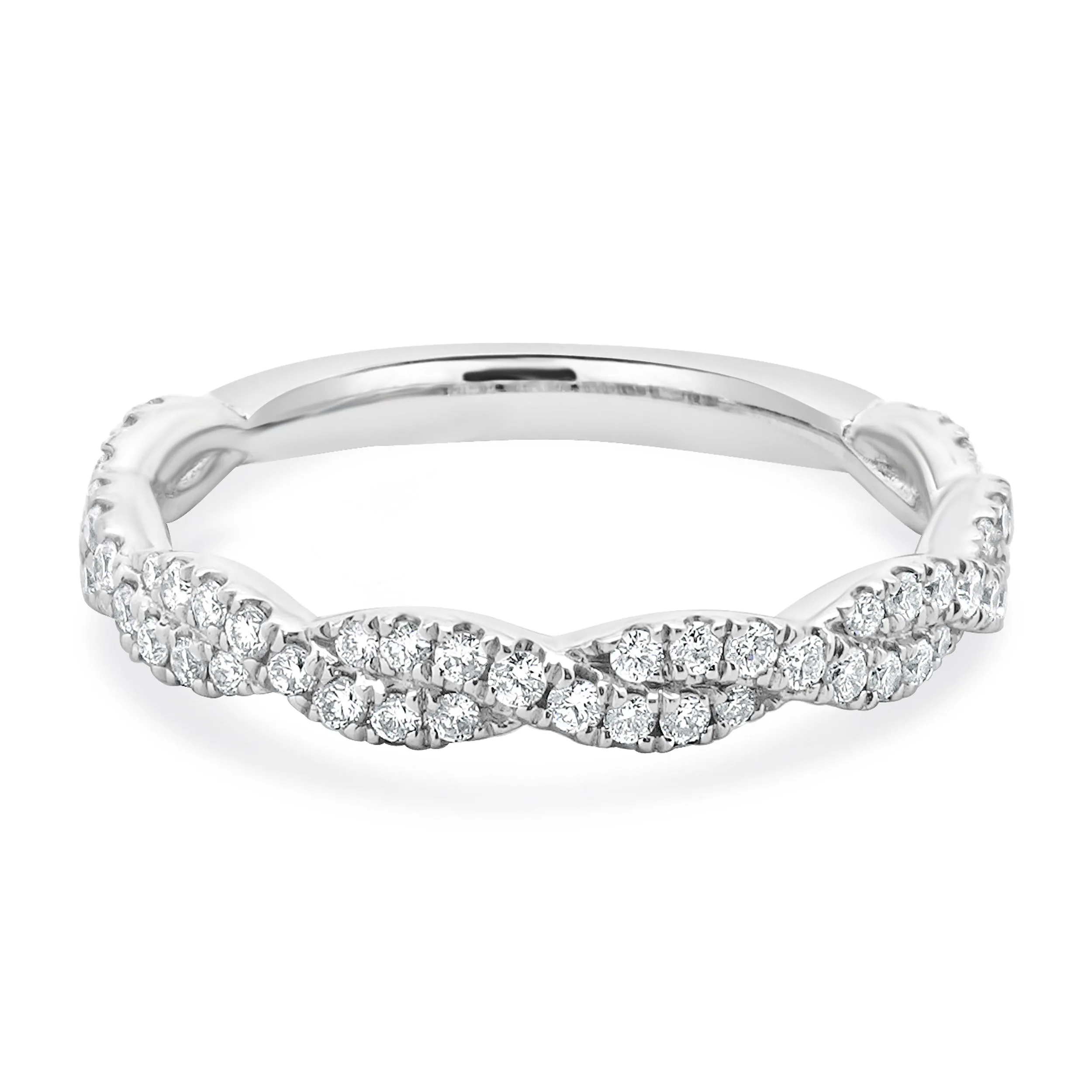 14 Karat White Gold Diamond Braided Band