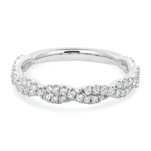 14 Karat White Gold Diamond Braided Band