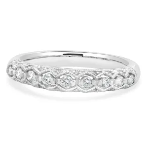 14 Karat White Gold Milgrain Diamond Band
