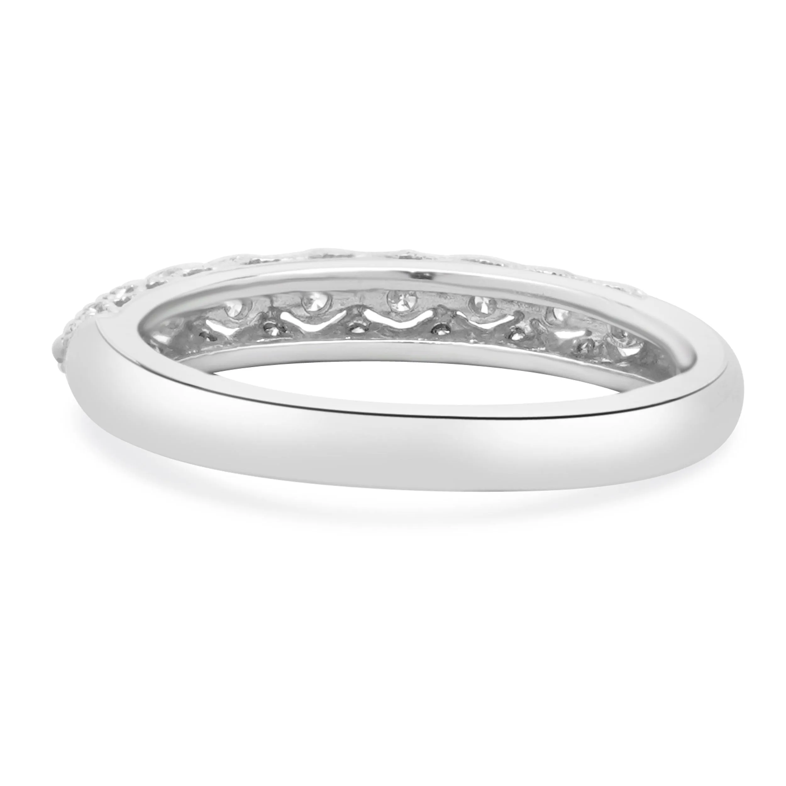 14 Karat White Gold Milgrain Diamond Band