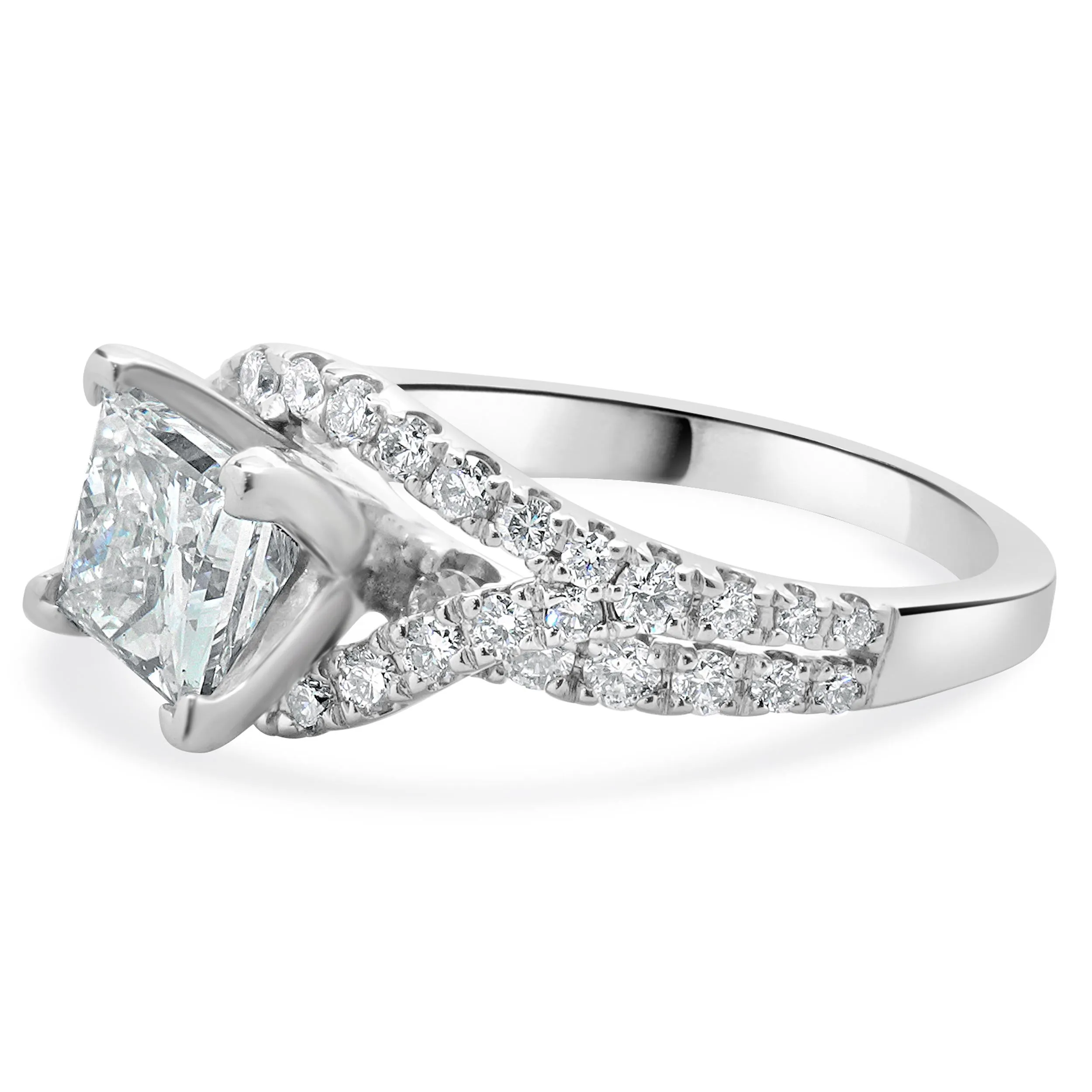 14 Karat White Gold Princess Cut Diamond Engagement Ring