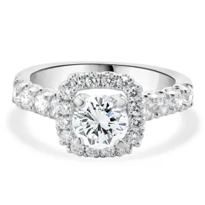 14 Karat White Gold Round Brilliant Cut Diamond Engagement Ring