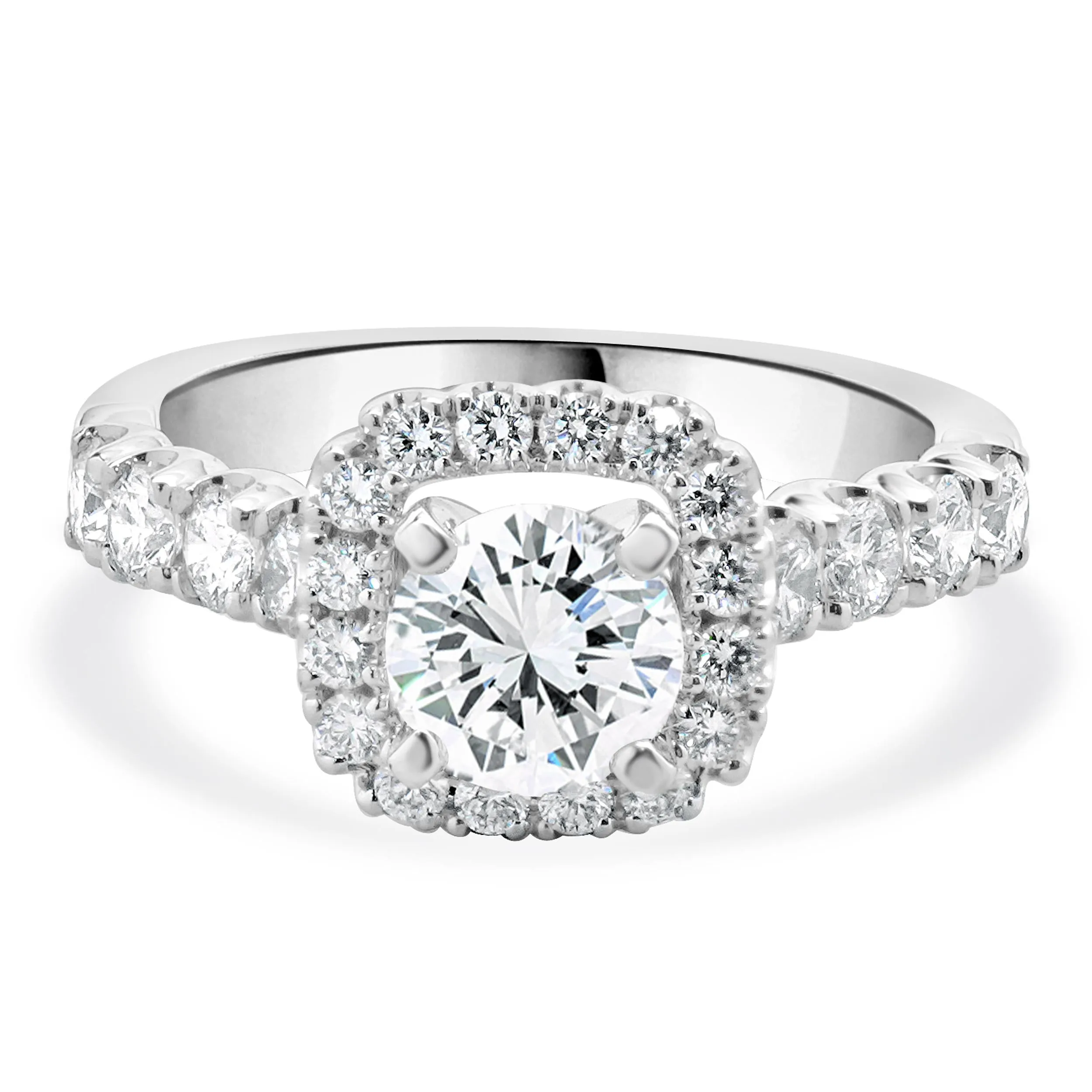 14 Karat White Gold Round Brilliant Cut Diamond Engagement Ring