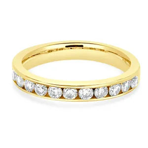 14 Karat Yellow Gold Channel Set Diamond Band