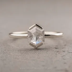1.41 Carat Icy White Hexagon Diamond Engagement Ring, Charlize Setting, 14k White Gold