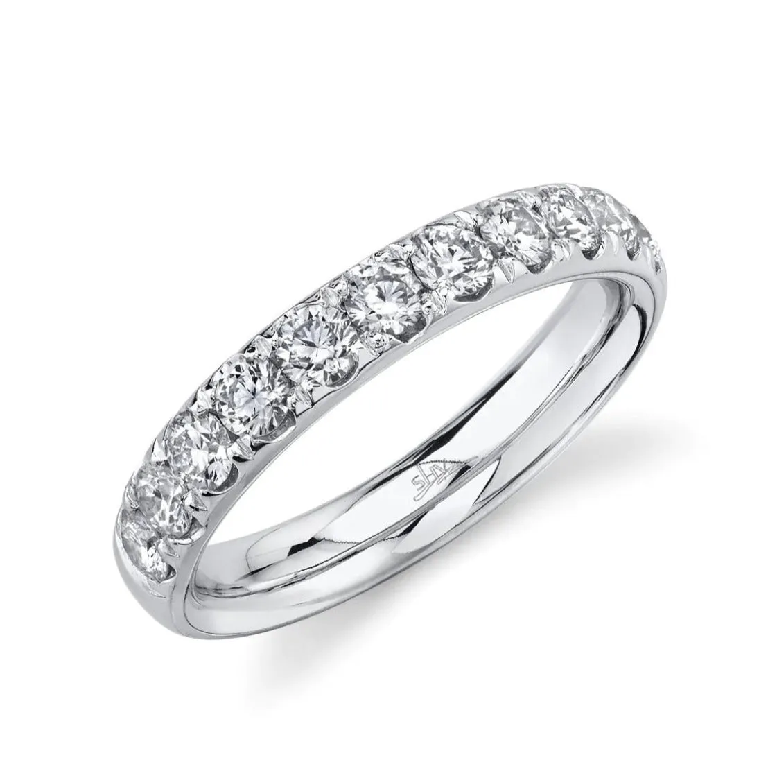 14K Gold 0.90 Carat Round Diamond Half Eternity Wedding Band