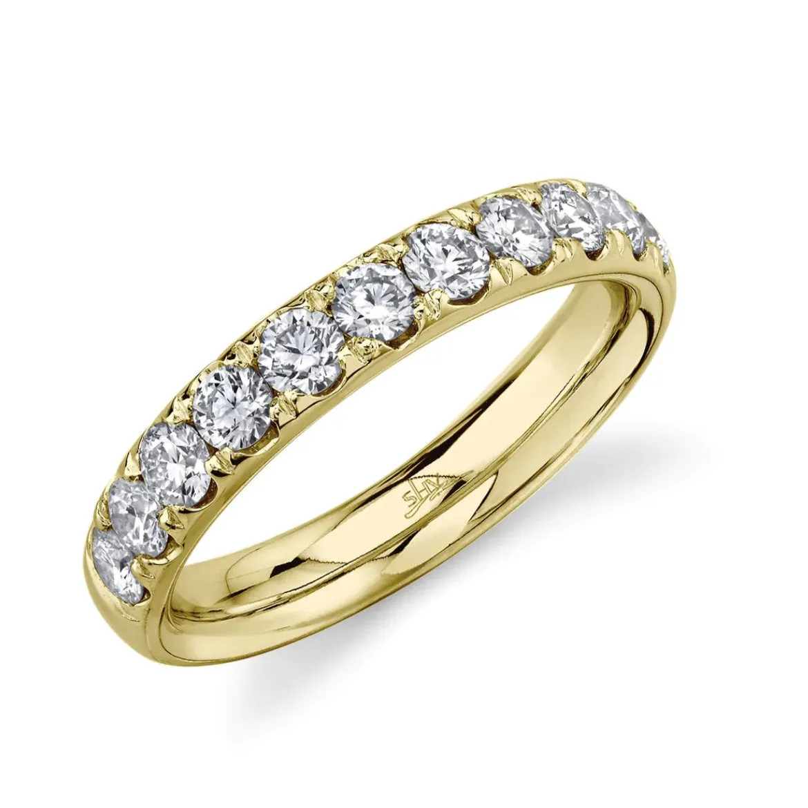 14K Gold 0.90 Carat Round Diamond Half Eternity Wedding Band