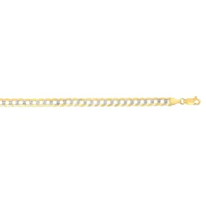 14K Gold 5.7mm White Pave Curb Chain