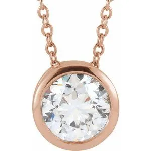 14K Rose 1 CT Lab-Grown Diamond Solitaire 16-18" Necklace