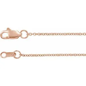 14K Rose 1 mm Solid Cable 18" Chain