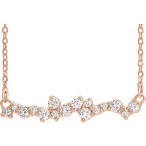 14K Rose 1/3 CTW Diamond Scattered Bar 16" Necklace