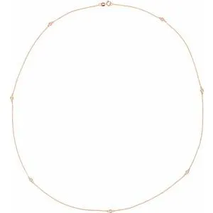 14K Rose 1/3 CTW Natural Diamond 7-Station 24" Necklace