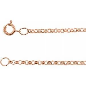 14K Rose 1.5 mm Solid Rolo 20" Chain