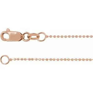14K Rose 1mm Diamond-Cut Bead 18" Chain