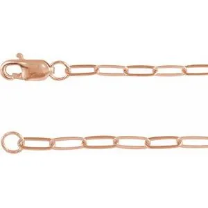 14K Rose 2.1 mm Paperclip-Style 24" Chain