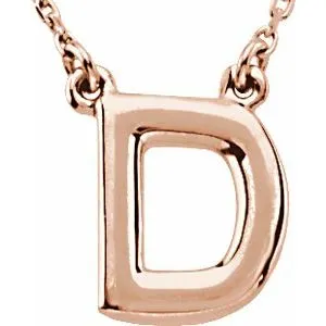 14K Rose Block Initial D 16" Necklace
