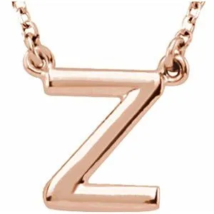 14K Rose Block Initial Z 16" Necklace