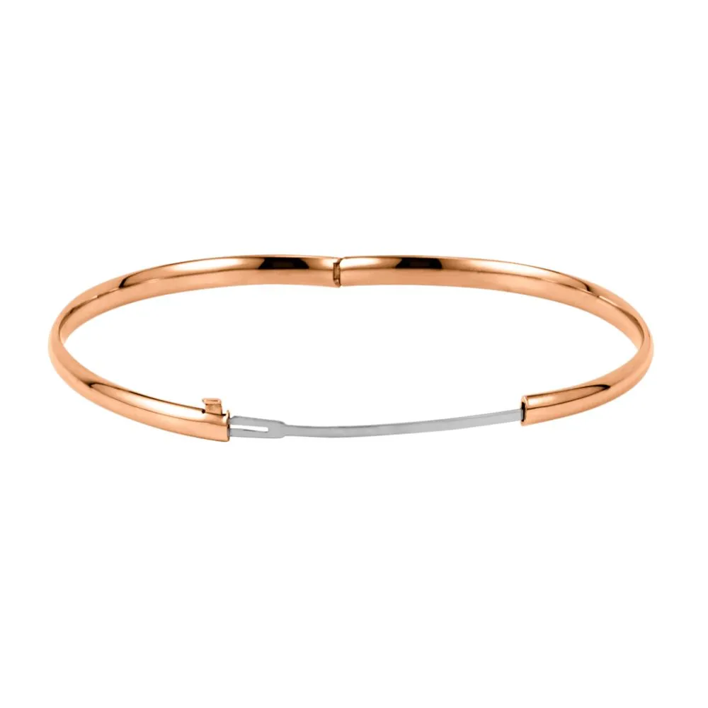 14k Rose Gold 4mm Hinged Bangle Bracelet