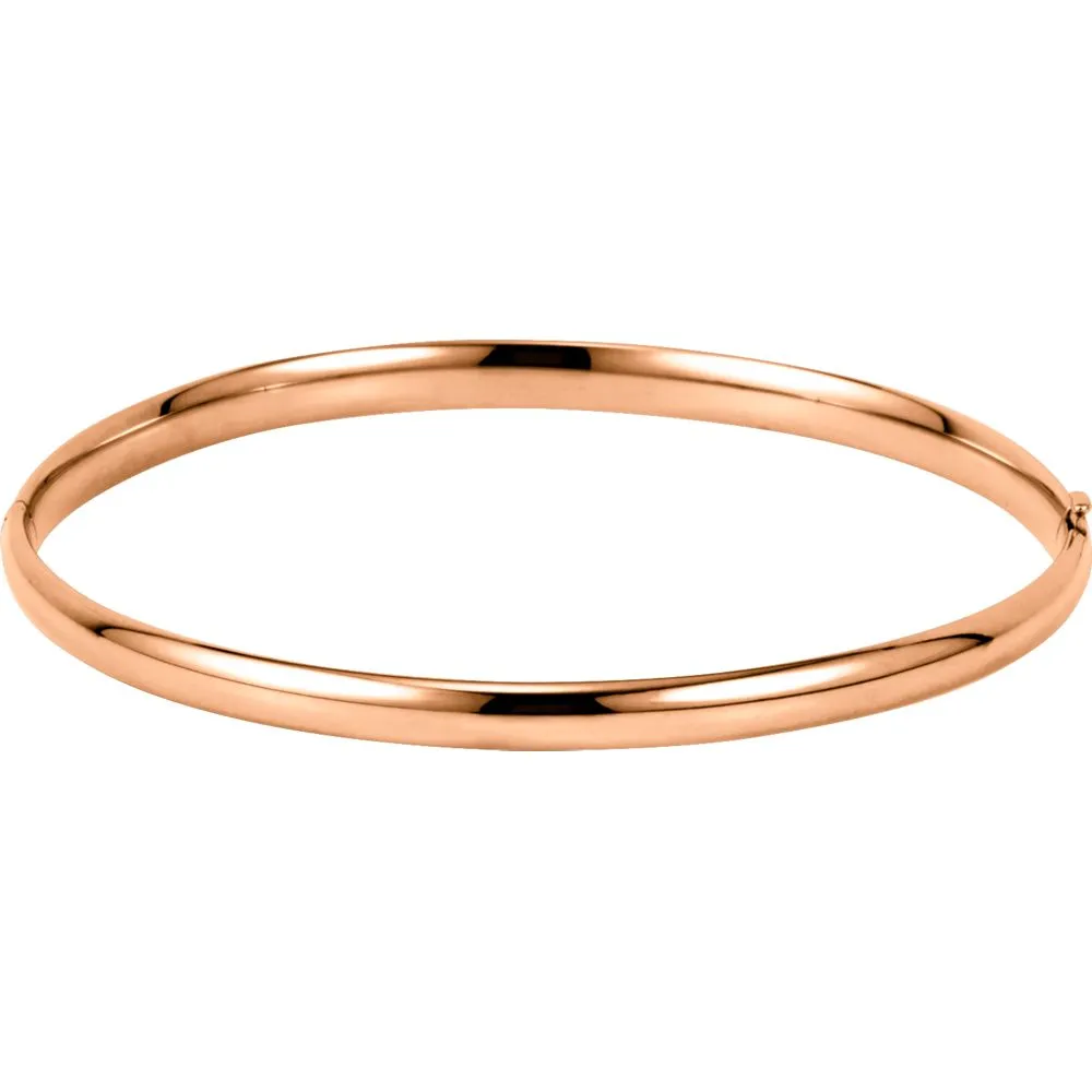 14k Rose Gold 4mm Hinged Bangle Bracelet