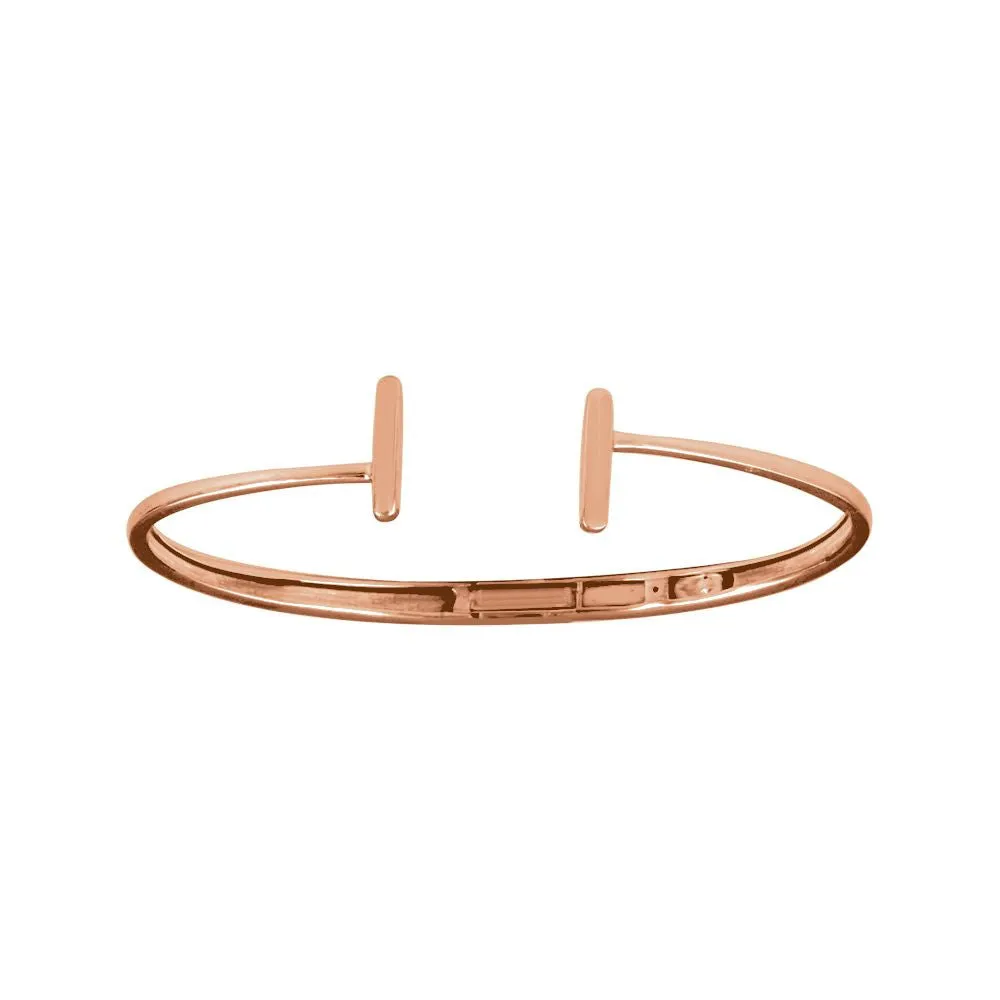14k Rose Gold Hinged Cuff Bar Bracelet 7"